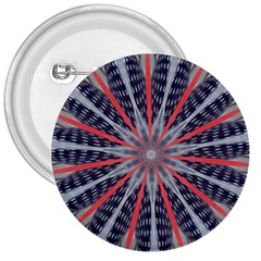 Red White Blue Kaleidoscopic Star Flower Design 3  Buttons by yoursparklingshop