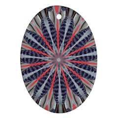 Red White Blue Kaleidoscopic Star Flower Design Ornament (oval) by yoursparklingshop