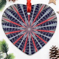 Red White Blue Kaleidoscopic Star Flower Design Ornament (Heart)