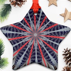 Red White Blue Kaleidoscopic Star Flower Design Ornament (Star)