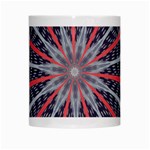 Red White Blue Kaleidoscopic Star Flower Design White Mugs Center