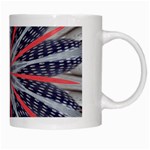 Red White Blue Kaleidoscopic Star Flower Design White Mugs Right