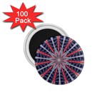 Red White Blue Kaleidoscopic Star Flower Design 1.75  Magnets (100 pack)  Front