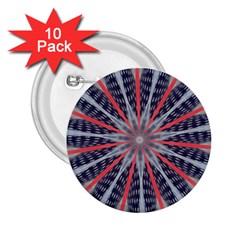 Red White Blue Kaleidoscopic Star Flower Design 2 25  Buttons (10 Pack)  by yoursparklingshop