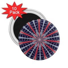 Red White Blue Kaleidoscopic Star Flower Design 2.25  Magnets (10 pack) 