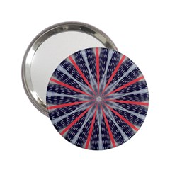 Red White Blue Kaleidoscopic Star Flower Design 2 25  Handbag Mirrors by yoursparklingshop