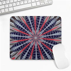 Red White Blue Kaleidoscopic Star Flower Design Large Mousepads