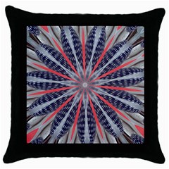 Red White Blue Kaleidoscopic Star Flower Design Throw Pillow Case (Black)