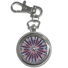 Red White Blue Kaleidoscopic Star Flower Design Key Chain Watches