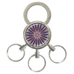 Red White Blue Kaleidoscopic Star Flower Design 3-ring Key Chains by yoursparklingshop