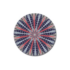 Red White Blue Kaleidoscopic Star Flower Design Magnet 3  (Round)