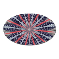 Red White Blue Kaleidoscopic Star Flower Design Oval Magnet