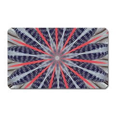 Red White Blue Kaleidoscopic Star Flower Design Magnet (Rectangular)