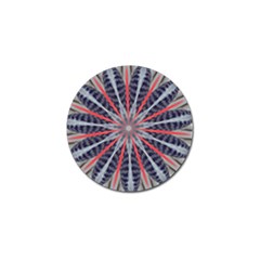 Red White Blue Kaleidoscopic Star Flower Design Golf Ball Marker by yoursparklingshop