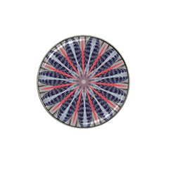 Red White Blue Kaleidoscopic Star Flower Design Hat Clip Ball Marker