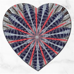 Red White Blue Kaleidoscopic Star Flower Design Jigsaw Puzzle (Heart)