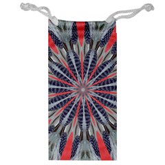 Red White Blue Kaleidoscopic Star Flower Design Jewelry Bag