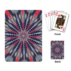 Red White Blue Kaleidoscopic Star Flower Design Playing Card