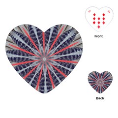 Red White Blue Kaleidoscopic Star Flower Design Playing Cards (Heart) 