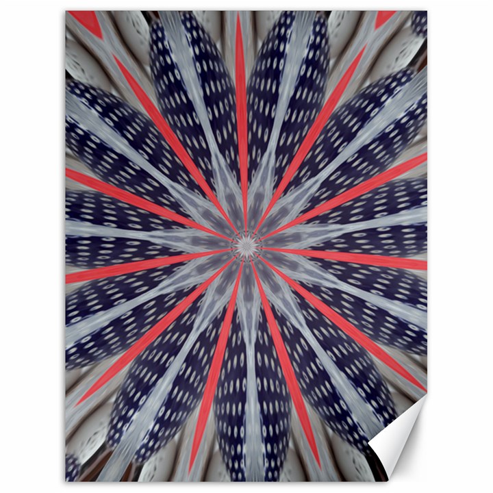 Red White Blue Kaleidoscopic Star Flower Design Canvas 18  x 24  