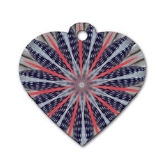 Red White Blue Kaleidoscopic Star Flower Design Dog Tag Heart (two Sides) by yoursparklingshop