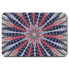 Red White Blue Kaleidoscopic Star Flower Design Large Doormat  by yoursparklingshop