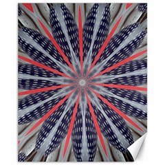 Red White Blue Kaleidoscopic Star Flower Design Canvas 11  x 14  