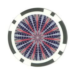 Red White Blue Kaleidoscopic Star Flower Design Poker Chip Card Guard