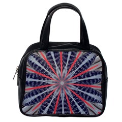 Red White Blue Kaleidoscopic Star Flower Design Classic Handbags (one Side) by yoursparklingshop