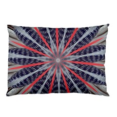 Red White Blue Kaleidoscopic Star Flower Design Pillow Case by yoursparklingshop