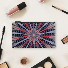 Red White Blue Kaleidoscopic Star Flower Design Cosmetic Bag (small)  by yoursparklingshop