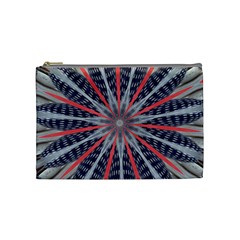 Red White Blue Kaleidoscopic Star Flower Design Cosmetic Bag (medium)  by yoursparklingshop