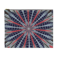 Red White Blue Kaleidoscopic Star Flower Design Cosmetic Bag (xl) by yoursparklingshop