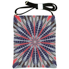 Red White Blue Kaleidoscopic Star Flower Design Shoulder Sling Bags by yoursparklingshop