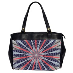 Red White Blue Kaleidoscopic Star Flower Design Office Handbags (2 Sides) 