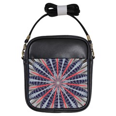 Red White Blue Kaleidoscopic Star Flower Design Girls Sling Bags