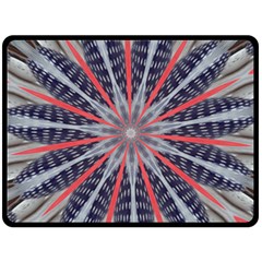 Red White Blue Kaleidoscopic Star Flower Design Fleece Blanket (large)  by yoursparklingshop