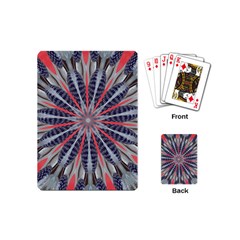 Red White Blue Kaleidoscopic Star Flower Design Playing Cards (Mini) 