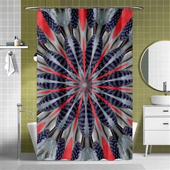 Red White Blue Kaleidoscopic Star Flower Design Shower Curtain 48  x 72  (Small) 