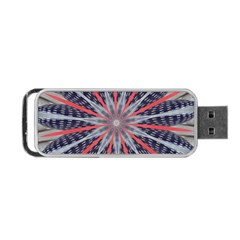 Red White Blue Kaleidoscopic Star Flower Design Portable Usb Flash (one Side) by yoursparklingshop