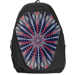 Red White Blue Kaleidoscopic Star Flower Design Backpack Bag by yoursparklingshop