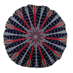 Red White Blue Kaleidoscopic Star Flower Design Large 18  Premium Round Cushions