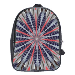 Red White Blue Kaleidoscopic Star Flower Design School Bag (xl) by yoursparklingshop