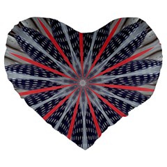 Red White Blue Kaleidoscopic Star Flower Design Large 19  Premium Heart Shape Cushions