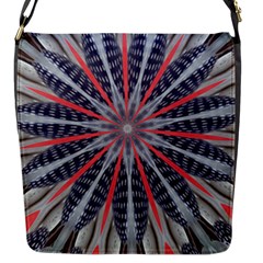 Red White Blue Kaleidoscopic Star Flower Design Flap Messenger Bag (S)