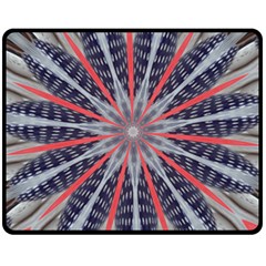 Red White Blue Kaleidoscopic Star Flower Design Double Sided Fleece Blanket (medium)  by yoursparklingshop