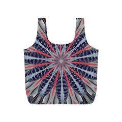 Red White Blue Kaleidoscopic Star Flower Design Full Print Recycle Bags (S) 