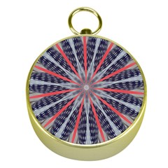 Red White Blue Kaleidoscopic Star Flower Design Gold Compasses by yoursparklingshop