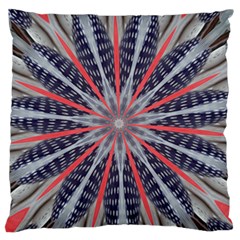 Red White Blue Kaleidoscopic Star Flower Design Large Flano Cushion Case (Two Sides)