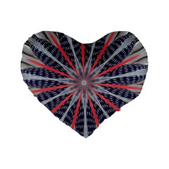 Red White Blue Kaleidoscopic Star Flower Design Standard 16  Premium Flano Heart Shape Cushions